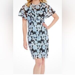 Alex Marie Jardin Lace Dress – Size 10, Sky Blue & Black Floral wedding cocktail